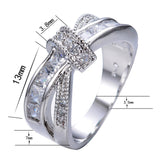 Luxury White Cross Ring Fashion White & Black Gold Filled Jewelry Vintage Wedding Rings For Women Birthday Stone Gifts