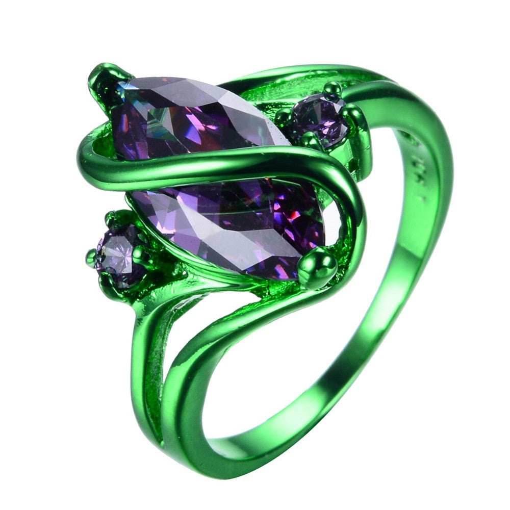 Male Female Pruple Ring Green Gold Filled Vintage Wedding Engagement Rings For Men And Women Fashion Jewelry