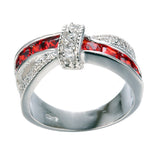 Mystery Red Cross Ring Fashion White & Black Gold Filled Jewelry Vintage Wedding Rings For Women Birthday Stone Gifts