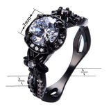 New Crystal Round White AAA Zricon Ring Black Gold Filled Fashion Jewelry Vintage Wedding Rings For Men And Women
