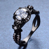 New Crystal Round White AAA Zricon Ring Black Gold Filled Fashion Jewelry Vintage Wedding Rings For Men And Women