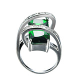 New Fashion Men Women Green Geometric Ring White Gold Filled Jewelry Vintage Wedding Rings For Men And Women