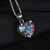 JewelryPalace 4ct Genuine Rainbow Fire Mystic Topazs Pendant Solid 925 Sterling Silver Vintage Jewelry Heart Pendant Brand New