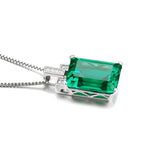 Luxury 6ct Created Green Nano Russian Emerald Pendant 925 Sterling Silver Pendant Fashion Jewelry Without Chain