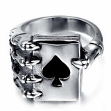 Vintage Style Stainless Steel Men Rings Gothic Skull Hand Claw Poker Playing Card Design Rings 