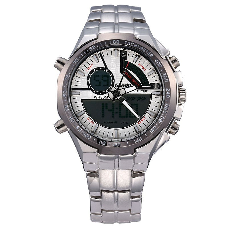 New LIANDU Brand Military Watch Men's Swimming Dive watch quartz Analog Digital Reloj Full Steel Digital LED Watch relojes hombre