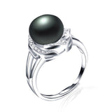 real pearl ring for women classic 18k white gold plated jewelry hot selling 925 sterling silver ring 
