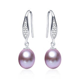 Purple Earrings 925 Sterling Silver Jewelry For Women 100% Genuine Freshwater Pearl Earrings