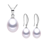 Brand Classic 925 sterling silver jewelry set genuine freshwater pearl necklace/earrings for women