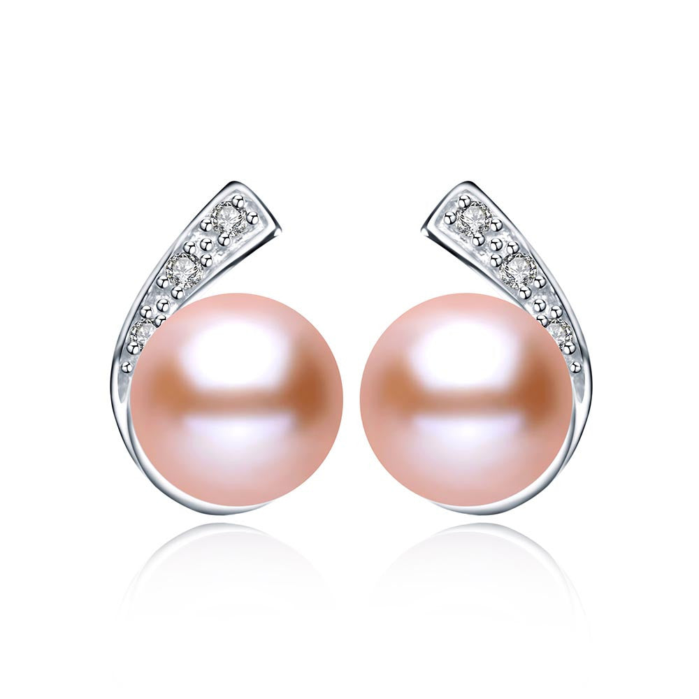 Casual 925 sterling silver earrings for women 100% genuine natural freshwater pearl jewelry stud earring