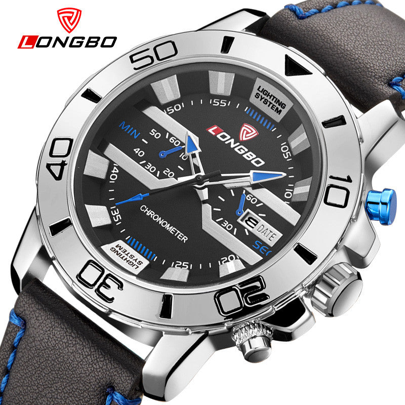 LONGBO Brand New Luxury Men Military Watch Men's Leather Quartz Sports Hours Date Clock Relogio Masculino Relojes Hombre
