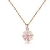 New Arrival Shining Rainbow Flower Cubic Zircon Pendant Necklace for Women Girl's Jewelry Gift Champagne Gold Plated