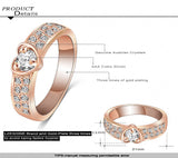 Brand Ring Romantic Rose Gold Plated Heart Rings With Genuine SWA Element Austrian Crystal 