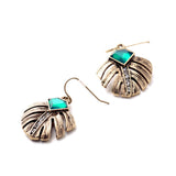 Ladies Noble Elegance Ancient Gold Filled Leaf Emerald Drop Earrings 