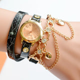 Lady Luxury Leather Chain Wrap Bracelet Watch Women Vintage Quartz Wristwatches
