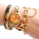 Lady Luxury Leather Chain Wrap Bracelet Watch Women Vintage Quartz Wristwatches