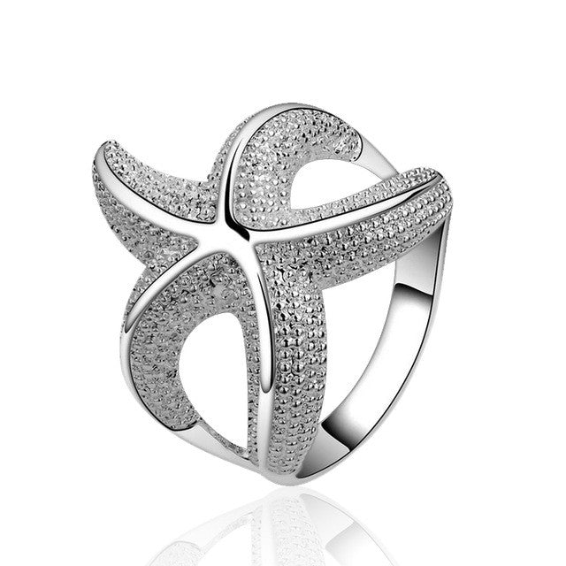 Large Stock Customizable Women Wedding Rings Personalized Fashion Starfish 925 Silver Ring