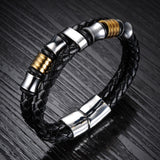 Leather Bracelet,High Quality Punk Double Layer Cowhide Bracelet,Rock Styel,Magnetic buckle