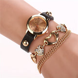 Leather Heart Luxury Wrist Watch Gold Women Dress Watch Designer Belts High Quality Relogio Feminino Marcas Famosas Chain