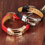 Leather Charm Bracelets For Woman Man Personality Black/Red Color Stainless Steel Women Men Jewelry Bracelet Gift 