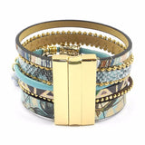 Leather bracelet Blue flower blue snakeskin shape bracelet women charm bracelets Bohemian bracelets&bangles 