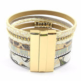 Leather bracelet yellow flowers women charm bracelets magnet buckle Friendship bracelet Bohemian bracelets&bangles