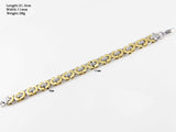 Length 21.5 cm Wide 11mm Fashion Men's Jewelry Stainless Steel Silver/Gold Byzantine Bracelet