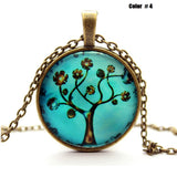 Life Tree Pendant Necklace Art Tree glass cabochon Necklace Bronze chain vintage choker statement Necklace Fashion women Jewelry