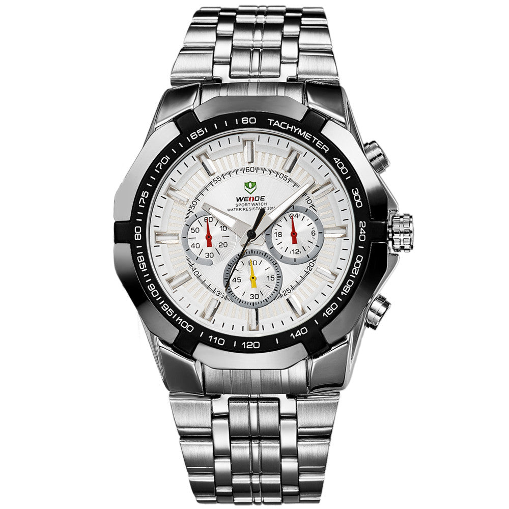 WEIDE Men's Sports Watches Military Full Steel Quartz Luxury Famous Brand Men Watch New 30 Meters Waterproof Wristwatch
