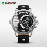 WEIDE New Quartz Watch Men's Sports Over size Military Leather Watches Men Luxury Brand 30 Meters Water Resistant