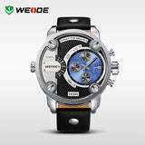 WEIDE New Quartz Watch Men's Sports Over size Military Leather Watches Men Luxury Brand 30 Meters Water Resistant