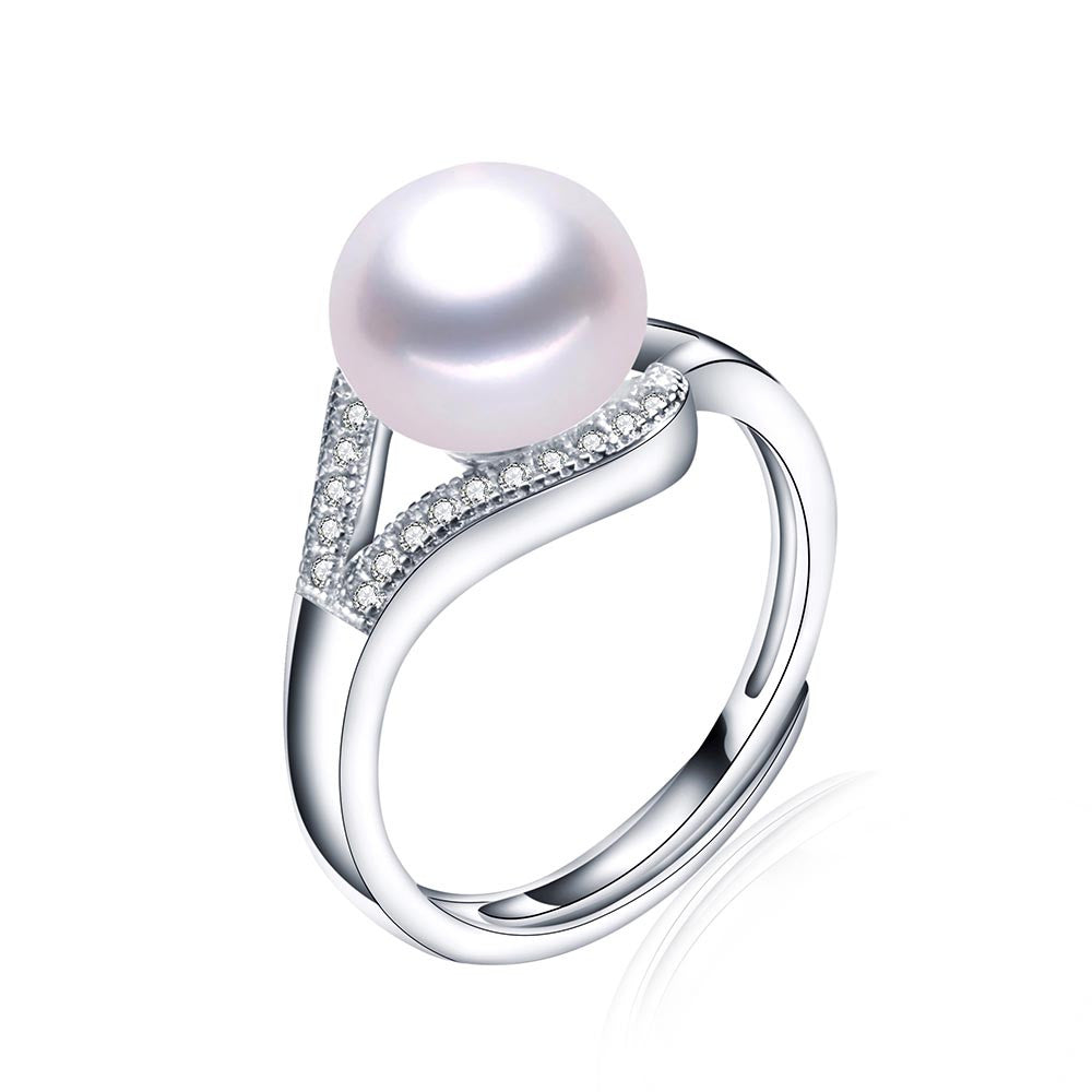 Real freshwater pearl ring for women 925 sterling silver adjustable ring big size 10mm AAAA natural pearl jewelry