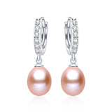 Top quality best price 9-10mm big size natural pearl drop earrings for women fashion 925 sterling silver jewelry
