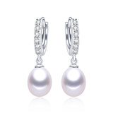 Top quality best price 9-10mm big size natural pearl drop earrings for women fashion 925 sterling silver jewelry