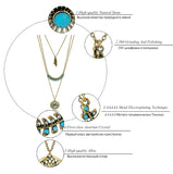 Long Bohemian Gold Beads Necklaces & Pendants for Women Boho Vintage Accessories Statement Turquoise Colar Ethnic Jewelry Green
