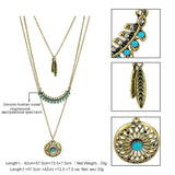 Long Bohemian Gold Beads Necklaces & Pendants for Women Boho Vintage Accessories Statement Turquoise Colar Ethnic Jewelry Green