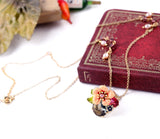 Long Chain Gold Plated Summer Sweet Design Gift For Friend Simple Crystal Flower Necklace Pendants
