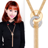 Long Tassel Necklace Pendants Multilayer Collares Women Fashion Gold Crystal Sweater Chain Necklace Maxi Jewelry Collier