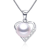 Lovely heart pendant necklace 100% genuine natural freshwater pearl necklace&pendant for women white/pink/purple 