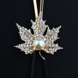 Lovely Maple Leaf Long Beaded Chain Tassel Pendant Necklace Women Office Lady Imitation Pearl Jewelry Bijoux Gifts