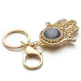 Lucky Charm Amulet Hamsa Fatima Hand Evil Eye Keychains Purse Bag Buckle Pendant For Car Keyrings key chains holder women 