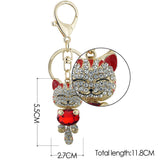 Lucky Enamel Smile Cat Crystal Rhinestone HandBag Keyring Keychain Purse Bag Buckle For Car Party Gift Keyfob Jewelry 