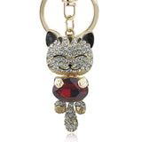 Lucky Smile Cat Crystal Rhinestone Keyrings Key Chains Holder Purse Bag For Car christmas Gift Keychains Jewelry llaveros 