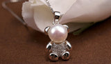 Lucky bear pendant necklace genuine 8-9mm freshwater pearl jewelry for women 2016 new fashion with gift box top quality
