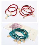 Lucky Kabbalah Fatima Hamsa Hand Blue Evil Eye Butterfly Charms Bracelets & Bangles Multilayer Beads Turkish Women Pulseras