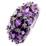 Luxuriant Bohemia Style Attractive Design Jewelry Oval Cut Purple Amethyst AAA Silver Ring