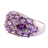 Luxuriant Bohemia Style Attractive Design Jewelry Oval Cut Purple Amethyst AAA Silver Ring