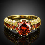 Luxurious Ruby Jewelry Party Accessories 18K Gold Plated Rings For Women