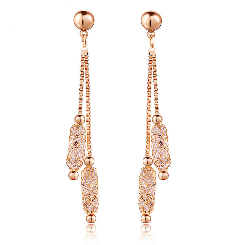 Luxury 18k Champagne Gold Plated Drop Earrings Wire Zircon Crystal Female Christmas Gift Jewelry