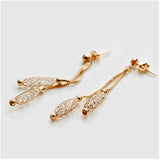 Luxury 18k Champagne Gold Plated Drop Earrings Wire Zircon Crystal Female Christmas Gift Jewelry